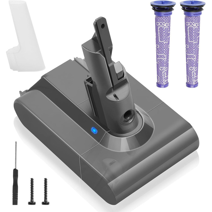 Акумулятор Waitley V7 6000mAh для пилососів Dyson V7 (SV11, Absolute, Animal, Motorhead, Trigger, Car+Boat, Fluffy, HEPA, Mattress) з 2 фільтрами