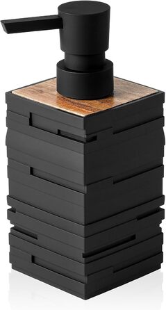 Диспенсер для мила та миючого засобу чорного кольору з дерева для кухні та ванної кімнати, з помповим дозатором