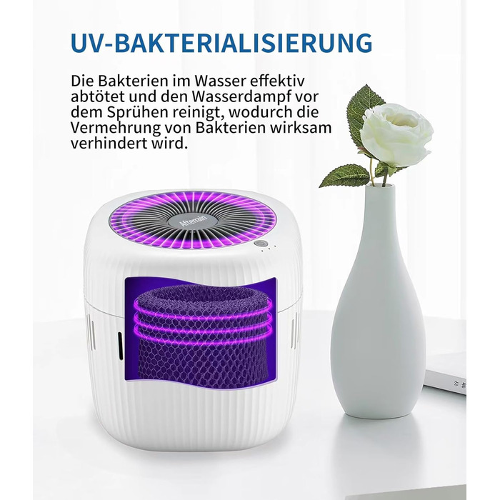 Зволожувач повітря Kaltverdunstungs Raumbefeuchter: без туману, для алергіків та вагітних, 2.5L