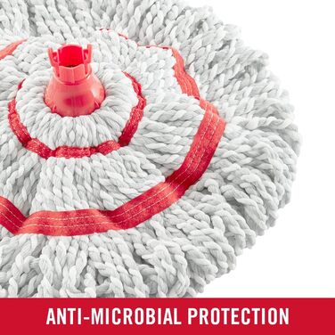 Rubbermaid Microfiber Twist Mop and 2 Refill Sets, Red, Integrated Wringer, Machine Washable and Reusable, Lightweight, Cleans Hard-to-Reach Areas, for