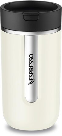 Термокружка Nespresso Travel Mug Small Sage Green 300 мл | Зручна термокружка для кави, чаю, матча | З щільною кришкою, можна мити в посудомийній машині | Сталевий термос-чашка з невеликим об'ємом | Колір: Salbeigrün (Vanilla Ice)