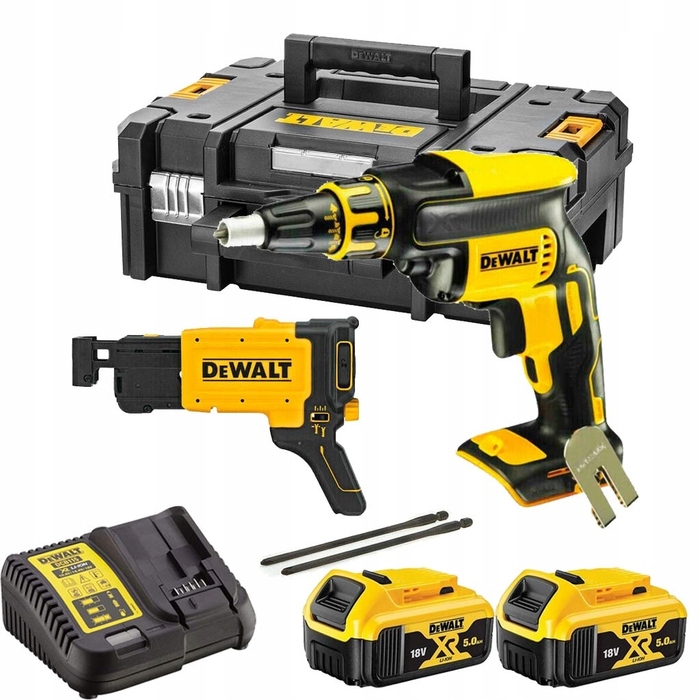 Гіпсокартонний шурупокрут DEWALT 18V DCF620P2K з 2 АКБ по 5.0Аг та кейсом TSTAK