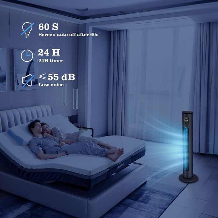 Вентилятор Taylor Swoden з таймером 24 год, пультом дистанційного керування та LCD-дисплеєм, 3 режими, 3 швидкості, осциляція 70°