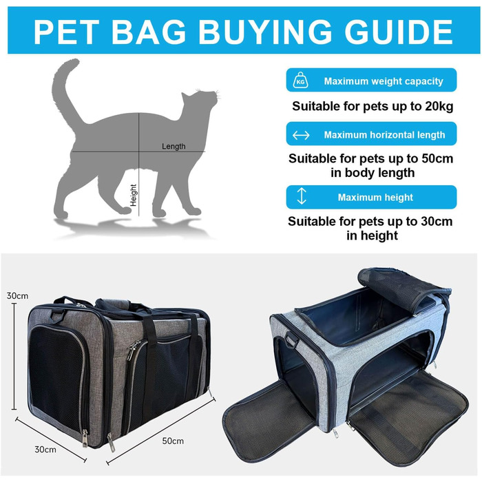 Транспортна сумка для котів та маленьких собак до 10 кг – складана, з прихованим дашком (фіолетовий, 50x30x30 см)