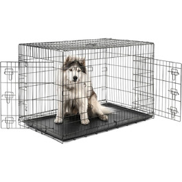 Lionto Транспортний бокс для собак та котів, чорний, 106x71x77 см, з ванною та перегородкою