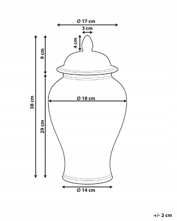 Ваза Beliani з порцеляни, 18 x 38 см