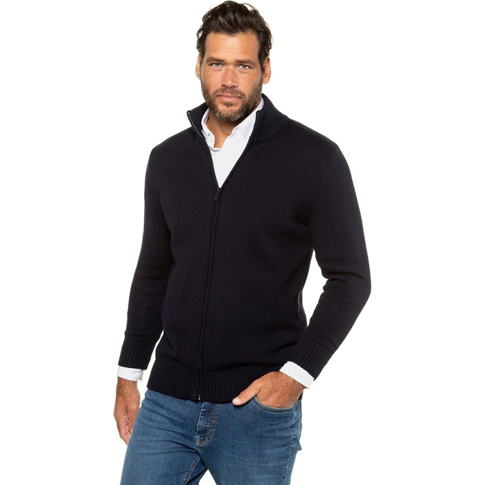 Чоловічий кардиган JP 1880 з коміром-стійкою та блискавкою, великі розміри L-8XL, темно-синій (717032)