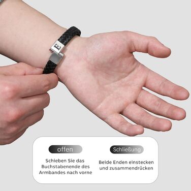 Чоловічий шкіряний браслет Lederarmband з гравіюванням літер A-Z, магнітний замок, персоналізований браслет для чоловіків, подарунок (Чорний-Y)