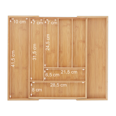Relaxdays Extendable Bamboo Cutlery Box