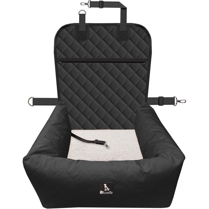 Bluzelle 2-in-1 Dog Car Seat & Bed - Oxford Fabric, Washable, Non-Slip - for Small & Medium Dogs - Black
