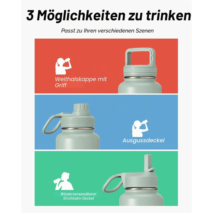 Термофляга Coolflask 710 мл зі сталі з трубою та 3 кришками, вакуумна ізольована пляшка для води для спорту та подорожей, Starry Indigo Black