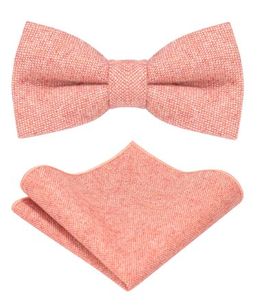 Метелик чоловіча JEMYGINS вовняна однотонна з повсті, комплект з нагрудною хусткою, рожева - осінь/зима