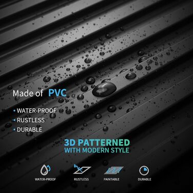 3D Панелі для стін Art3d: 12 шт., 50x50 см, PVC, 3 м² (чорний)