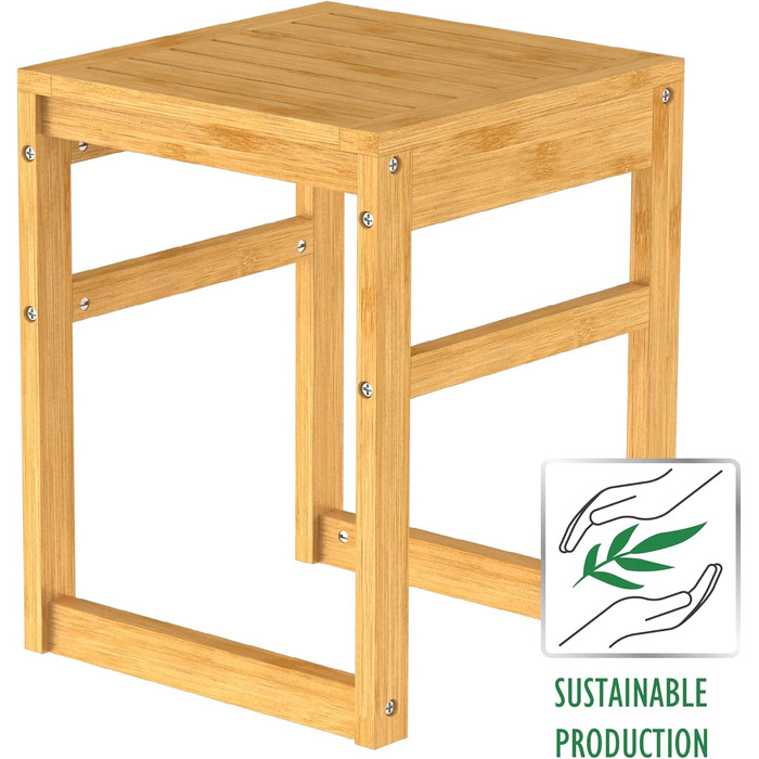 Табурет для ванної кімнати з бамбука EISL BMBA02-BH2, 35x45x35 см, з сидінням