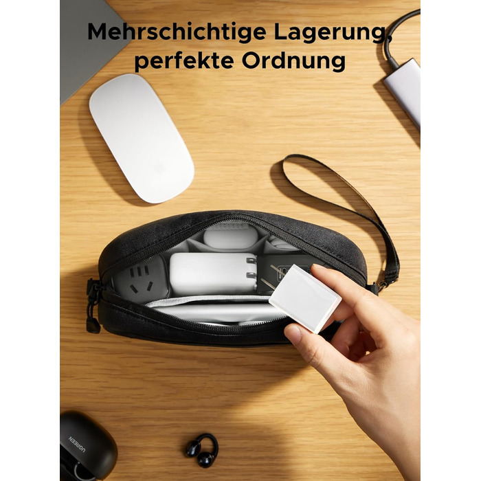 UGREEN Cable Bag Tech EDC Pouch, Cable Organizer Bag, Travel Essentials Cable Bag Organizer, Waterproof, Internal Zippered Layers, For Power Bank, Charger, Adapter, Cables, HDD