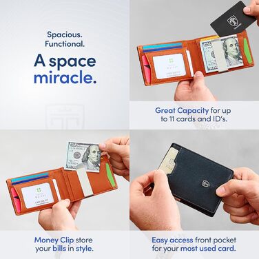 Чоловічий Slim Wallet TRAVANDO Austin з обтяжкою, RFID-захистом, чорний/помаранчевий