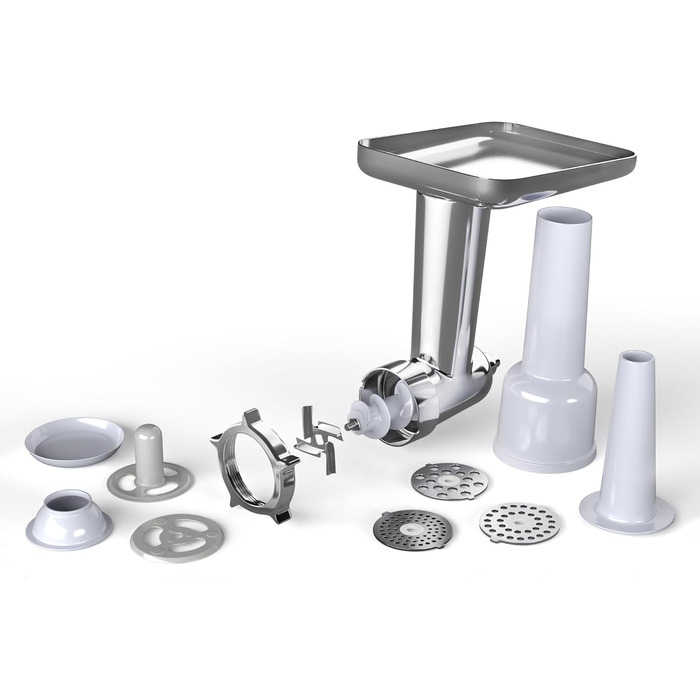 Кухонна машина Klarstein Chiara 1600W з чашею 5L з нержавіючої сталі, 12 швидкостей, LCD-дисплеєм, тиха робота ≤72 dB, набір для випічки, що підходить для миття в посудомийній машині, корпус з алюмінію, сірий колір