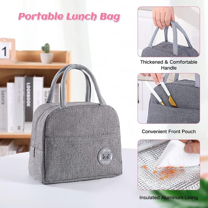 Ланчбокс дорослий з сумкою, б/дос. контейнер для їжі для дітей з 3 відсіками, вил. витікання, мікрохвл. б/дос. бенто-бокс для роботи, школи, пікніка, подорожей (рожевий)