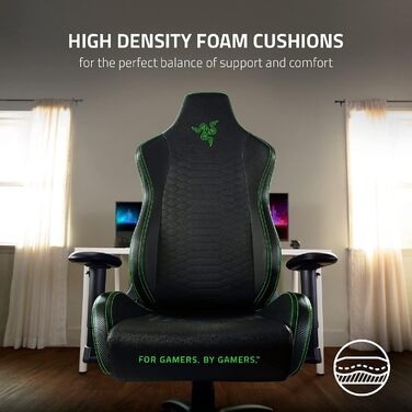 Ігрове крісло Razer Iskur X, ергономічне, багатошарова екошкіра, піна високої щільності, чорний/зелений