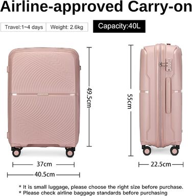 Набір валіз British Traveller Hartschalenkoffer Set: рожевий, з TSA-замком, 8 коліс, 100% PP, для ручної поклажі