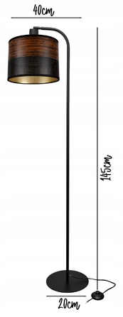 Торшер Glimex чорний, цоколь E27, 60 Вт, висота 145 см, діаметр 20 см