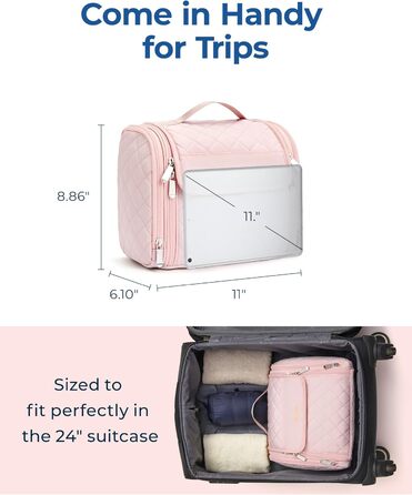 Організатор для косметики BAGSMART, велика косметичка для жінок, водонепроникна сумочка для туалетних аксесуарів, рожева