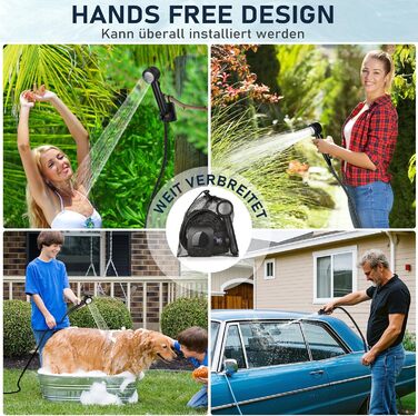 Camping Shower, [8000mAh] Portable Camping Shower with Pump and Temperature Gauge, Mobile Outdoor Shower Set with Showerhead and 2M Hose for Camping, Garden, Car Washing, Beach, Travel, Pet
