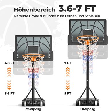 Adjustable Height Basketball Hoop for Kids - Indoor/Outdoor Portable Basketball Stand - Weatherproof Black