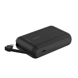 Повербанк Belkin BoostCharge 10000mAh 20W з вбудованим кабелем USB-C, LED-індикатором, чорний