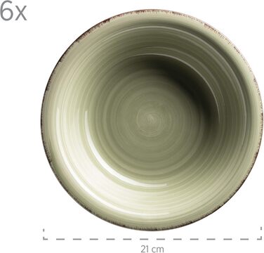 Набір тарілок MÄSER Bel Tempo II (12 шт.) – ручна робота, зелений, стеатит, на 6 осіб