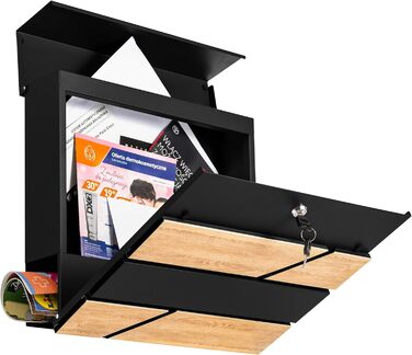 Поштова скринька Verda з газетницею, антрацит RAL 7016, срібло, 37x37x11 см, 2 ключі, монтажний комплект. Дизайнерська настінна поштова скринька