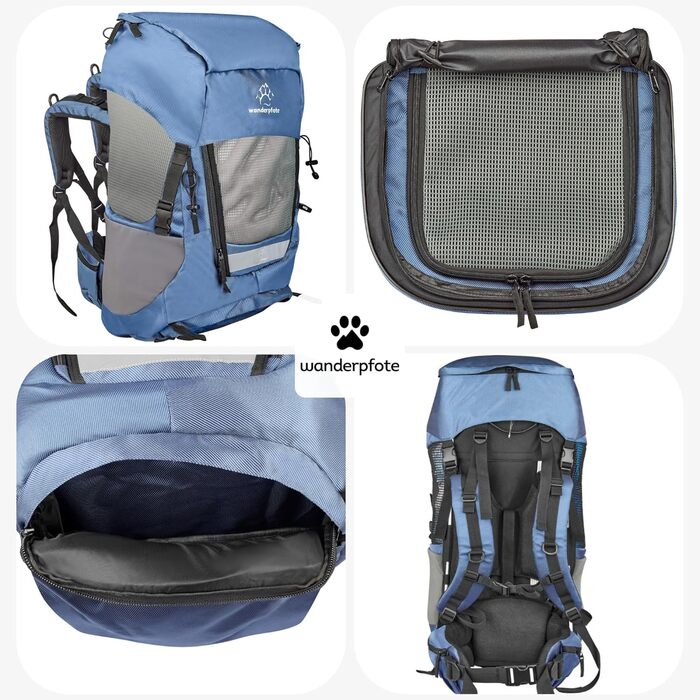 Трекінговий рюкзак Hunderrucksack до 12 кг, розмір M, блакитний колір - преміум рюкзак для піших прогулянок з регульованою спинкою та багажним відділенням