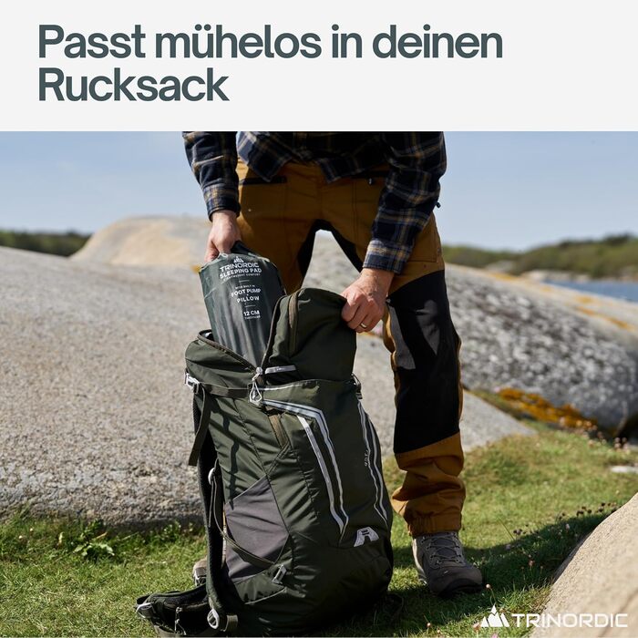 Каремат надувний екстра-товстий 12 см, ширина 70 см з помпою та подушкою для кемпінгу, туризму та велопоходів