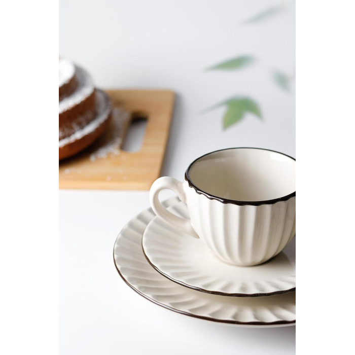 MÄSER Osita: Ретро кавовий сервіс на 6 осіб (18 предметів), кремовий білий, кераміка