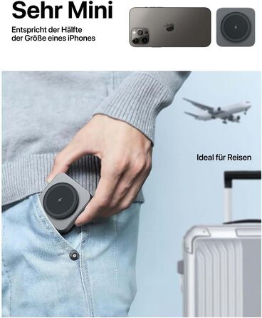 Бездротова зарядка MagSafe для Apple Watch та iPhone (сірий колір), сумісна з iPhone 16 15 14 13 12, iWatch Series, AirPods Pro 3 2