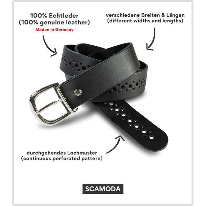 Чоловічий шкіряний ремінь Damengürtel з перфорацією, срібна пряжка, ширина 3 см, білий, виготовлено в Німеччині