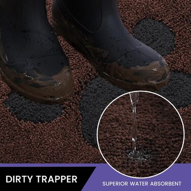 Килимок для дому 50x80 см, антиковзкий, миючий, низький профіль, супер вбираючий, для брудних лап собак, коричневий