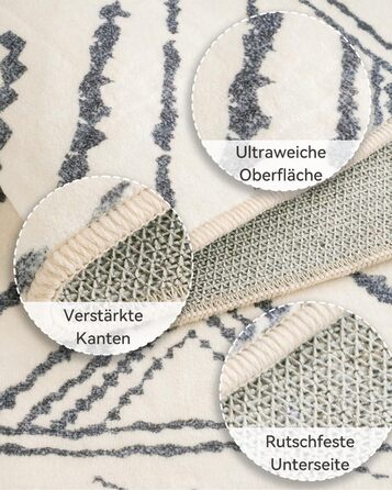 Килимок-довгий килим для коридору 60 x 180 см, неслизький для кухні, з коротким ворсом, пральний, складаний, у стилі бохо – для коридору, кухні, вітальні та офісу, чорно-білий 60 x 180 см