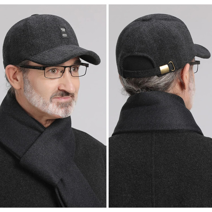 Кепка CLAPE з навушниками для чоловіків, повна кепка, спортивна шапка в стилі Old School, Dad Hat, тепла навушкова шапка для зими/осені/весни, універсальний розмір