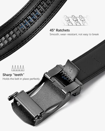 Чоловічий шкіряний ремінь BOSTANTEN з автоматичною пряжкою, 35 мм, регульований, чорний, 135 см (42'-48' талія)