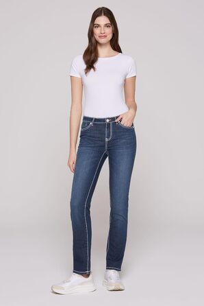 Джинси жіночі SOCCX Regular Fit: зручний стрейч-денім, прямі штанини, середньої посадки, Dark Vintage Used 27W/32L