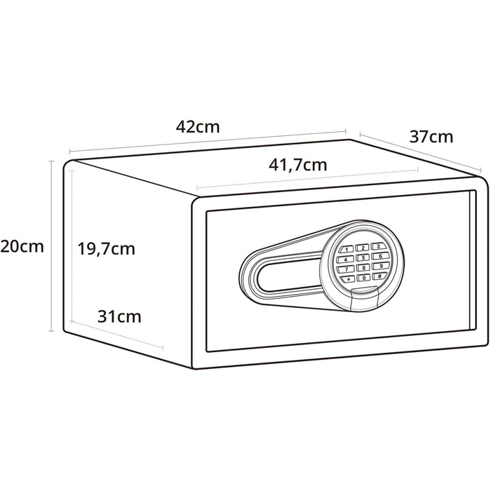 Сейф офісний Tresor COMPACT III, сталевий, чорний, 20x31x20 см, електронний замок, об'єм 25.5 л