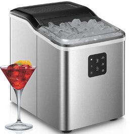 NORTHCLAN Stainless Steel Ice Maker - 14kg Capacity, 2 Sizes, Self-Cleaning, Fast Ice Production, LED Display, 2L Tank, Includes Scoop & Basket