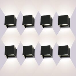 LED-стінні світильники LEDMO 4 шт. 12W, регульований світловий потік, тепле біле світло, IP65, вологостійкі, чорні