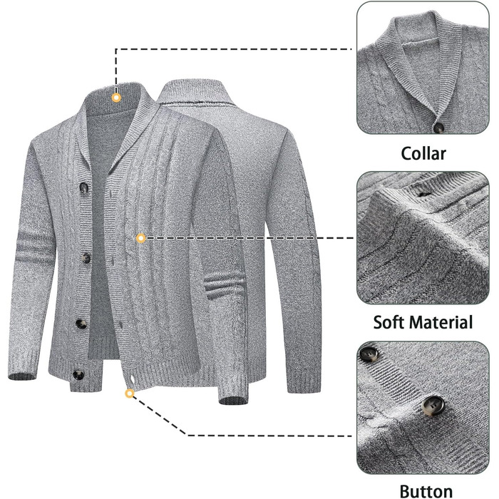 Чоловічий светр з коміром-стійкою, в'язаний пуловер, однорядний, стильний светр для осені та зими (світло-сірий, XXL)