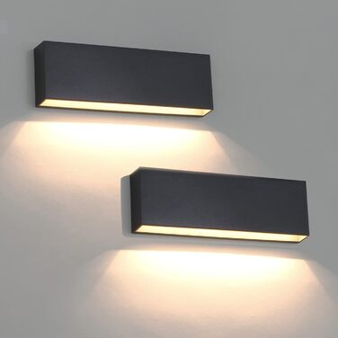 DAWALIGHT Настінний світильник для вулиці, комплект 2 шт., IP65, 2x6W, 3000K, тепле біле світло, темно-сірий, пластик
