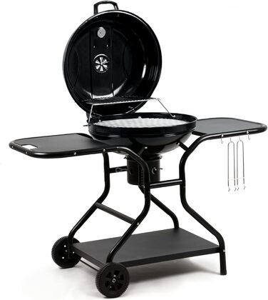 Кульовий гриль BBQ-Toro Ø57 см з полицею та підйомником решітки, для барбекю, круглий вугільний гриль з кришкою, площа грилю Ø54,5 см