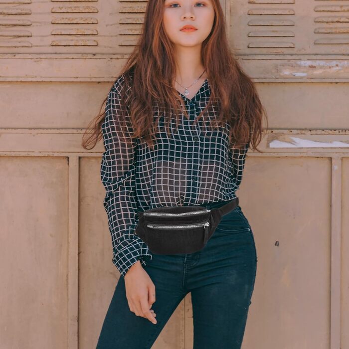 Валіклад Набір з 2 бананки/поясна сумка на пояс для жінок та дівчат, зелений (чорний)