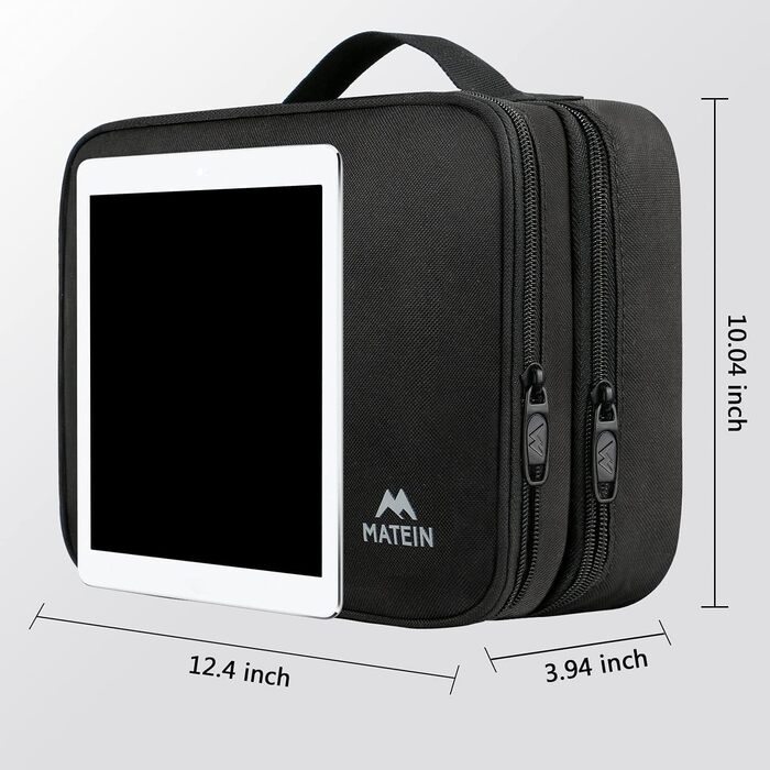 MATEIN Cable Organizer Bag, Large Cable Bag Organizer Tech Pouch, Water-Resistant Electronics Bag Cable Organizer Travel Bag for IPAD, Charger, Power Bank, Black