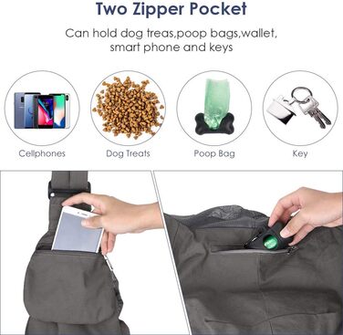 Трагета для собак Nasjac, переноска для собак через плече, сіра, з підставками для дна, для маленьких собак та котів, з регульованим плечовим ременем та кишенею на блискавці